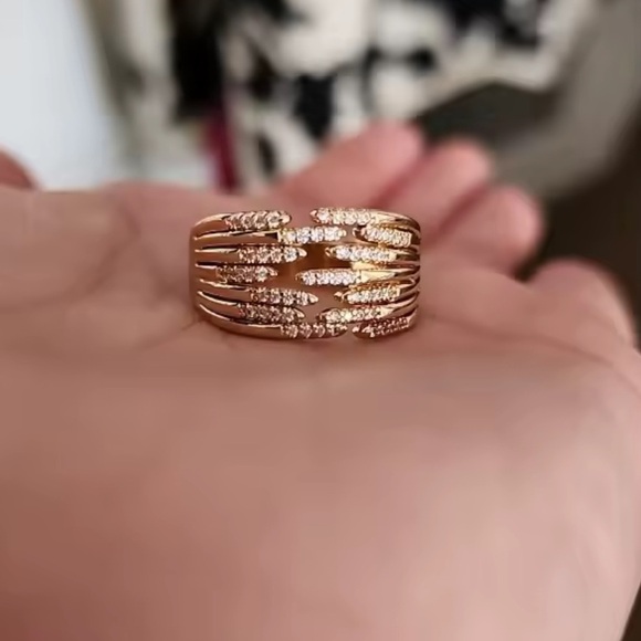 Anthropologie Spiral Gold Crystal Ring - Picture 5 of 14
